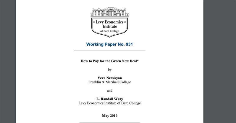 How to Pay for the Green New Deal | Levy Economics Institute | Working Paper No. 931