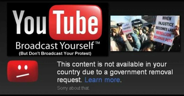 Governments are ordering Youtube to Censor Protest videos