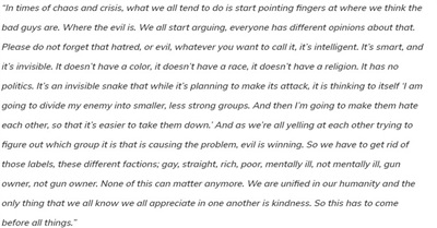 Lady Gaga's Inspirational speech about Peace, Kindness and Humanity.