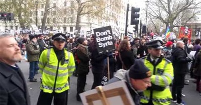"Don't Bomb Syria" in Downing Street (28/11/15)