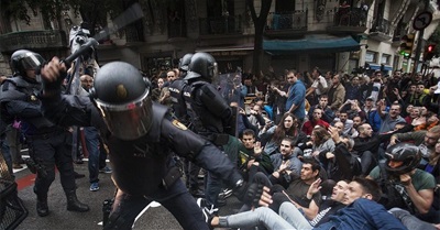 Disarmed Catalan civilians brutally attacked by Spanish police and military police on 1-10-2017