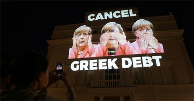 'Cancel Greek Debt' Projected On German Embassy In London
